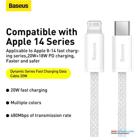 Baseus Dynamic Series 1M Fast Charging Data Cable Type-C to Lightning 20W White (6M)
